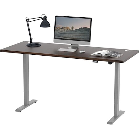 We'Re It Lift It Electric Sit Stand Desk, 46.25 H, 30 W X Laminate wood, metal, Brushed Silver VL12BS6030-WNB